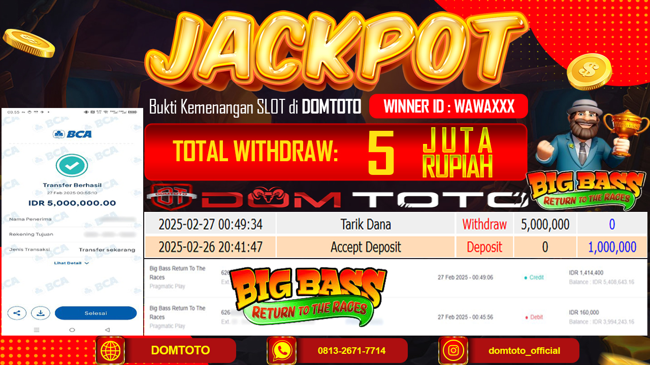 JACKPOT SLOT BIG BASS RETURN TO THE RACES 27 FEBRUARI 2025